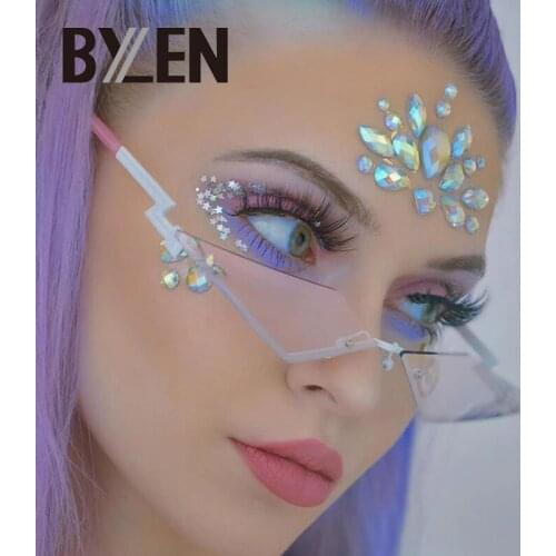 Steampunk Cat Eye Sunglasses Women Rimless Mirror Vintage Sun Glasses Men Brand Designer Retro Small Alloy Frame Shades UV400