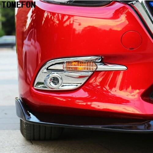 TOMEFON 2pcs For Mazda 3 M3 Axela 2017 2018 ABS Chrome Front Fog Light Lamp Cover Trim Head Foglight Frame Auto Car Styling