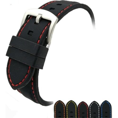 Universal 20mm 22mm 24mm 26mm Soft Silicone Watchband High Quality Sport Waterproof Pin Buckle Bracelet Band Strap Accessories