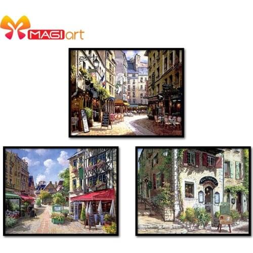 Cross stitch kits Embroidery needlework sets 11CT water soluble canvas patterns 14CT European style European street-NCMS026
