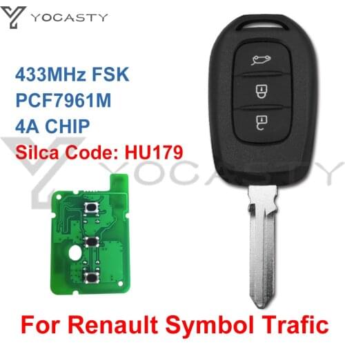 YOCASTY Remote Car Key Fob For Renault Symbol Trafic Dacia Duster Logan Sandero 2012 2014 2015 2016 2017 2018 PCF7961M HU179