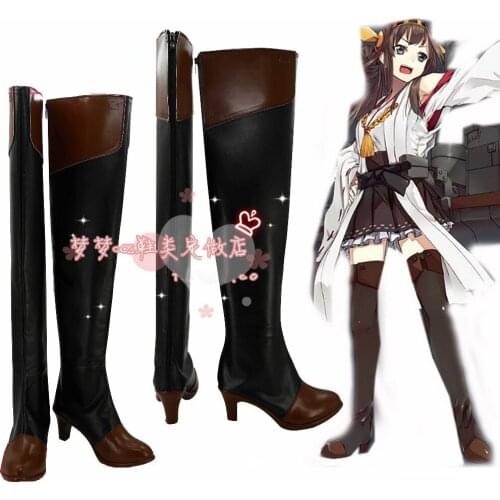 Kantai Collection Kongou cos High-heel shoes Cosplay Shoes Halloween cosplay boots Anime Custom-made