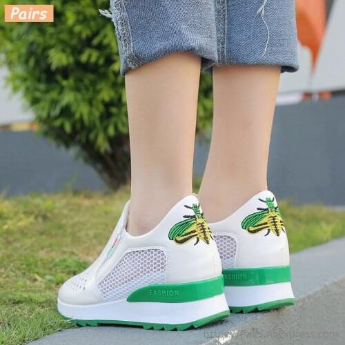 Women Shoes 2019 New Summer Breathable Hollow-out Aised Love Loafers Shoes Platform Split Leather Slip-on White Shoes