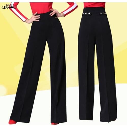 New Latin Dance Pants Women Ladys Dance Ballroom Practise Thinck Costume Fashion Dancewear Wide Leg Elegant Competition Black