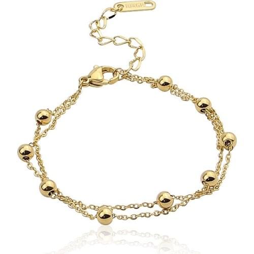 New Jewelry High-Quality Stainless Steel Double-Layer Bracelet With Steel beads love Bangle For Womens Party Gifts Wholesale