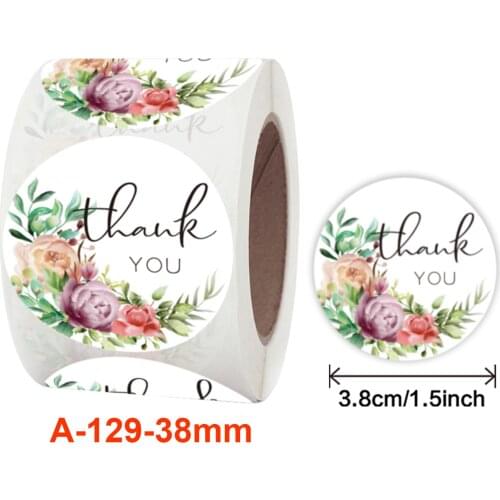 500pcs/roll 1.5Inch Peony Thank You Stickers for Seal Labels Gift Packaging Stickers Birthday Party Offer Stationery Sticker