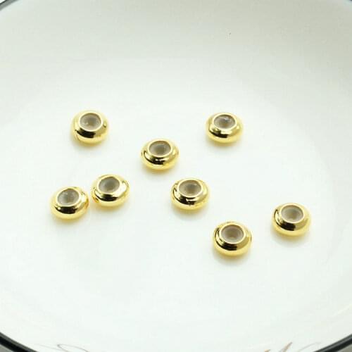 10PCS 6MM 7MM 8MM 14K Gold Plated and Rubber Spacer Beads Charms Connector Diy Jewelry Findings Accessories