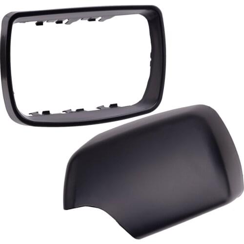 Black Left Side Rear View Door Mirror Cover Cap Case Housing & Ring 51168266733 51168254903 Fit for BMW X5 E53 1999-2005 2006