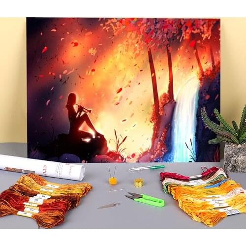 Scenery Nice Time Pre-Printed 11CT Cross-Stitch Patterns DIY Embroidery DMC Threads Sewing Handmade Hobby Knitting Stamped