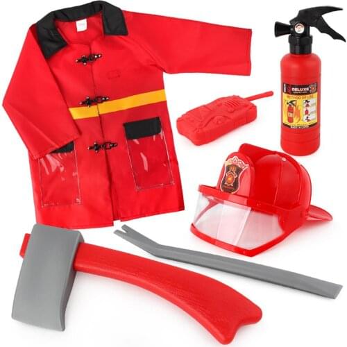 Kids toys Pull-Type Fire Extinguisher Water Gun Cap Firefighting Suit Beach Play Pretend Toy miniature set Toys for children