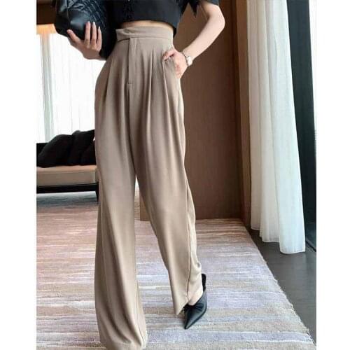 Long Pants Female High Waist Solid Straight Trousers For Women Large Size Casual Fashion Autumn Clothes New Lady Bottom