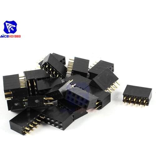 Diymore 50PCS/Lot 2X5 10Pin 10P 2.54mm Pitch Double Row Straight Pin Header Female Socket Strip