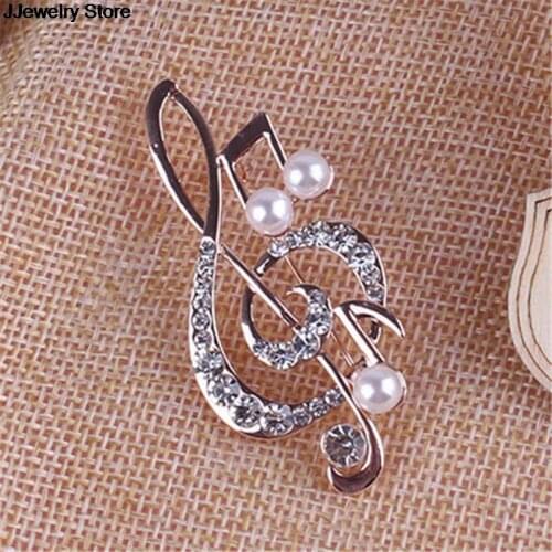 Elegant Music Note Brooch Crystal Brooch Rhinestone Pins For Women Girl Dress Accessories 5.6cm*3cm