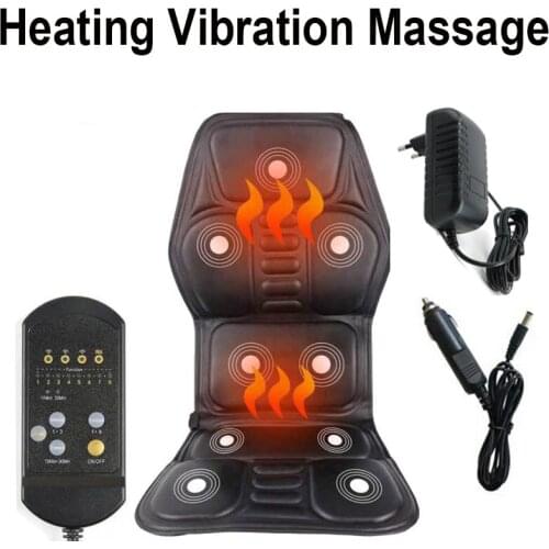 Electric 9 Motor Portable Heating Vibrating Back Massager Chair In Cussion Car Home Office Lumbar Neck Mattress Pain Relief Mat