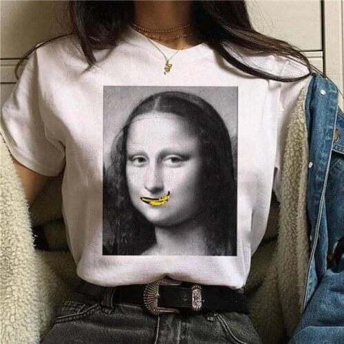 Women Funny Mona Lisa Aesthetic Print T-Shirt Girl Female Ullzang Vintage 90s Harajuku Tshirt New Fashion Top Tee,Drop Ship