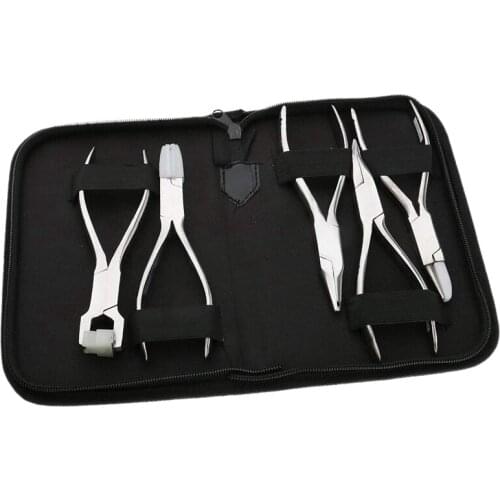 HLZS-5Pcs Stainless Steel Optic Eye Glasses Optician Eyeglasses Frame Repair Optical Pliers Tools Kit with Black Pouch Bag