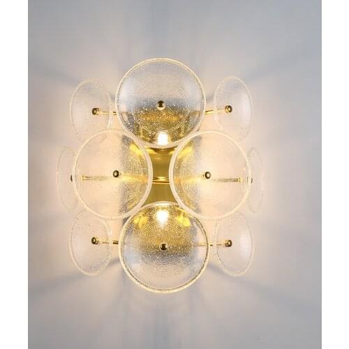JMZM Modern Wall Lamp Round Bubble Glass Light Luxury Wall Lamp Villa Study Living Room Background Aisle Bedroom Bedside Sconces