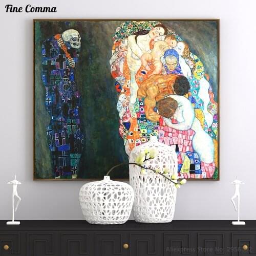 Death and Life Morte e Vita Gustav Klimt handmade Hand painted Oil Painting Reproduction Print Poster Canvas Wall Art Home Decor