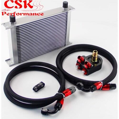 AN8 25 Row 248mm Engine Oil Cooler Kit M20*1.5 & 3/4*16 For All the Japan car Silver