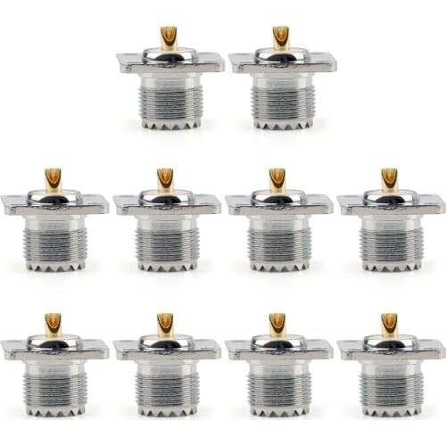 Artudatech 1Pcs/10Pcs Connector SO239 UHF Female Jack 4-Hole 25mm Flange Solder Panel Mount Connector Parts