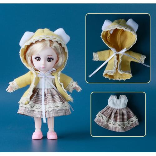 New 17cm Movable Joints BJD Doll Makeup Dress Princess Clothes Suit Accessories Nude Decoration Multicolor Hair Girl Gift Toy