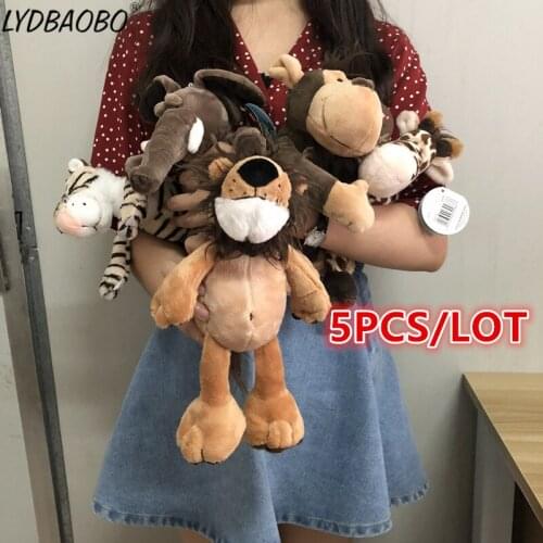 LYDBAOBO 5PCS 25CM Lovely Baby Cartoon Germany Jungle Brother Tiger Elephant Monkey Lion Giraffe Plush Animal Toy Kid Gifts