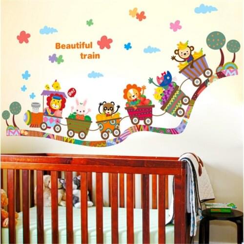 Cartoon Train Vehicle Wall sticker For kids Rooms boy bedroom decor wall decals