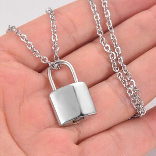 New Style Stainless Steel Small PadLock Cremation ashes urn necklace jewelry keepsake pendant lock Memorial Jewelry