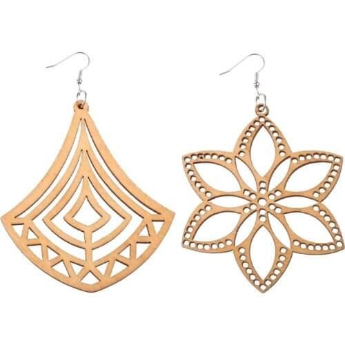 12 Pairs African Wooden Drop Earrings Bohemian Pendant Dangle Earrings Lightweight Ethnic Style Wood Earrings for Women