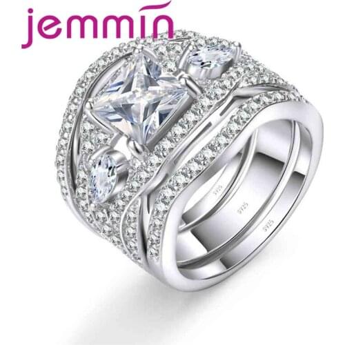 Original Design Big Flower Knuckle Rings Set For Women 925 Sterling Silver Crystal Ring Party Bohemian Jewelry 3 Pcs/Set