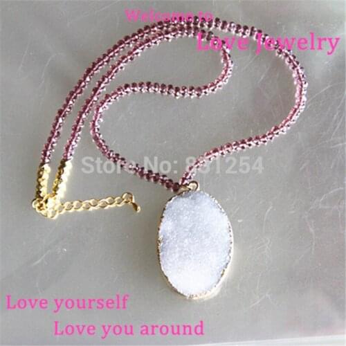 White Quartz Natual Stone Necklace Pendant Fashion Beads Chain with Semi-precious Stone Men Women Handmade Jewelry Charms