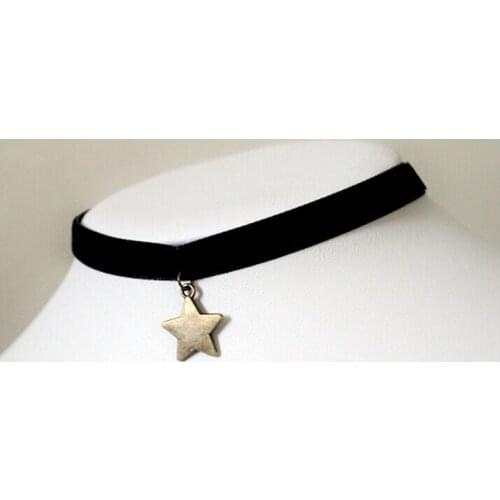 Gothic punk retro Harajuku cosplay Star Necklace with velvet collars