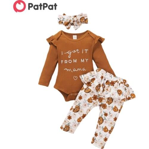 PatPat 2020 New Spring and Autumn 3 piece set Baby Girl Floral Sets for Baby Girl Baby Clothes