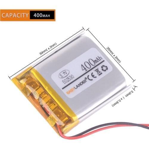 502530 3.7V 400mAh Rechargeable Li-Polymer Li-ion Battery For MP3 MP4 MP5 GPS DVR Bluetooth Speaker toys Camera 052530 452530