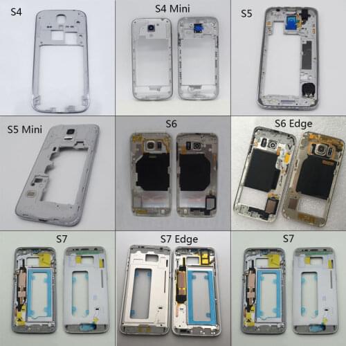 Middle Frame Housing Bezel For SAMSUNG Galaxy S4 S5 S6 S7 edge i9505 i9500 G900f G920f G925f G930f With Power Volume Button
