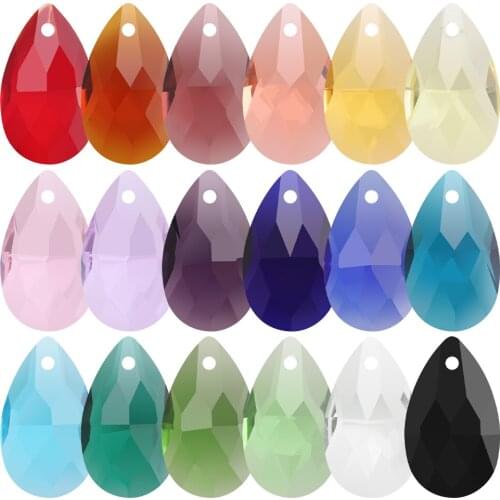 20Pcs/Lot Glass Drop Beads 13x22mm Crystal Teardrop Pendant For DIY Making Womens Charm Earing Necklaces Jewelry Accessories