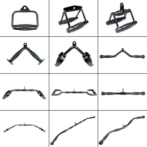 Gym Home Sollid Lat Pull Down Bar T-bar V-bar Pulley Cable Machine Attachment Biceps Triceps Blaster Power Training Equipment
