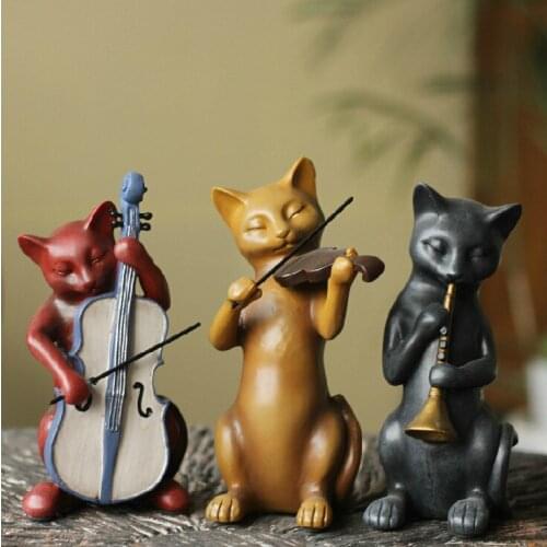 Three Cats Band American Country Home Decorations Resin Cat Ornaments Wedding Gift Living Room Wedding Decoration