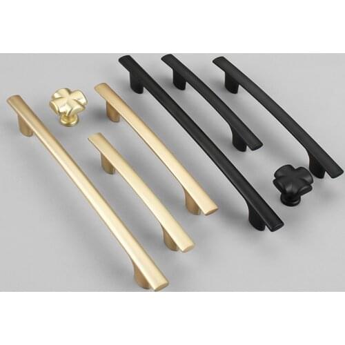 High Quality Modern Black Furniture Handles Brushed Copper Kitchen Cabinet Door Handles Wardrobe Drawer Knobs Home Decoration