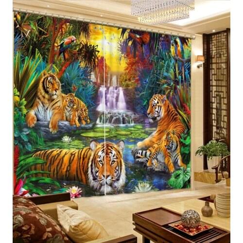 High quality custom 3d curtain fabric European 3D Curtains angel design Curtains For Living Room Bedroom tiger curtains