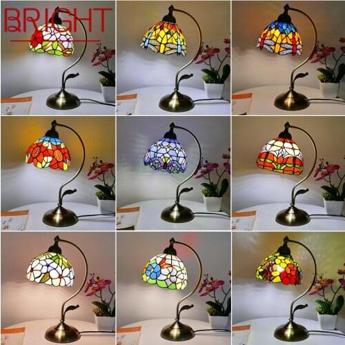 BRIGHT Tiffany Table Lamp Contemporary Retro Creative Decoration Desk LED Light For Home