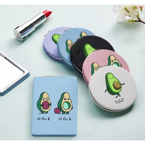 Avocado Printed Luxury Mini Makeup Mirrors with 2 Face for Girl Miroir De Poche Magnifying Cosmetic Pocket Compact Vanity Mirror