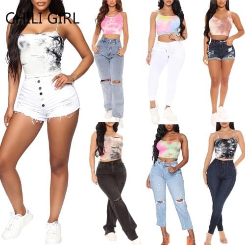 2021 Women Sexy Crop Tops Tie Dye Printing Summer Tank Camis Tops Spaghetti Strap Sleeveless Tube Cute Camisoles Casual Tops