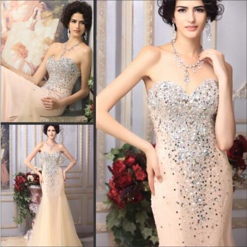 2018 woman designer luxury crystal vestidos formal brides sexy married evening gowns party prom long mother of the bride dresses