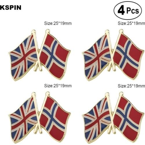UK & Norway Friendship Flag Pin Lapel Pin Badge Brooch Icons 4pcs