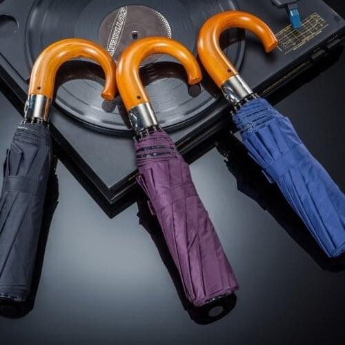 Retro curved hook umbrella personalized wooden handle sunshade fashionable and exquisite gentlemans umbrella