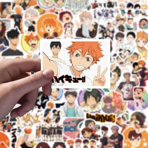 100pcs haikyuu Waterproof Stickers Cartoon Graffiti Sticker Stickers For Laptop Luggage Skateboard Phone Decals DIY Scrapbooking
