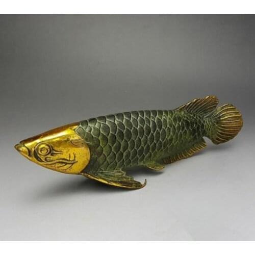 11" Chinese bronze gilt old handwork lucky home decoration handicraft ' Fish