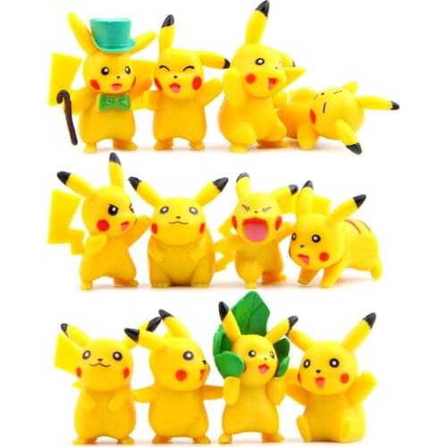 12pcs/lot Pokemon Pikachu Toys 3-5cm Pikachu Cute PVC Action Figures Toys Doll Collection Model Toy for Children Kids Gifts