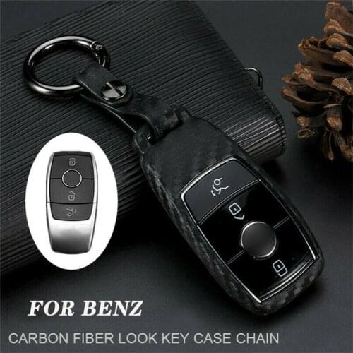 1x Carbon Fiber Key Case Cover For Mercedes-Benz E-Class Smart Remote Fob